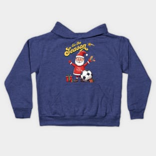 Christmas Santa with soccer ball - Tis the season Kids Hoodie